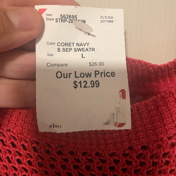 Open Knit Striped Short Sleeve Sweater, Women’s L, NWT - Picture 2 of 5